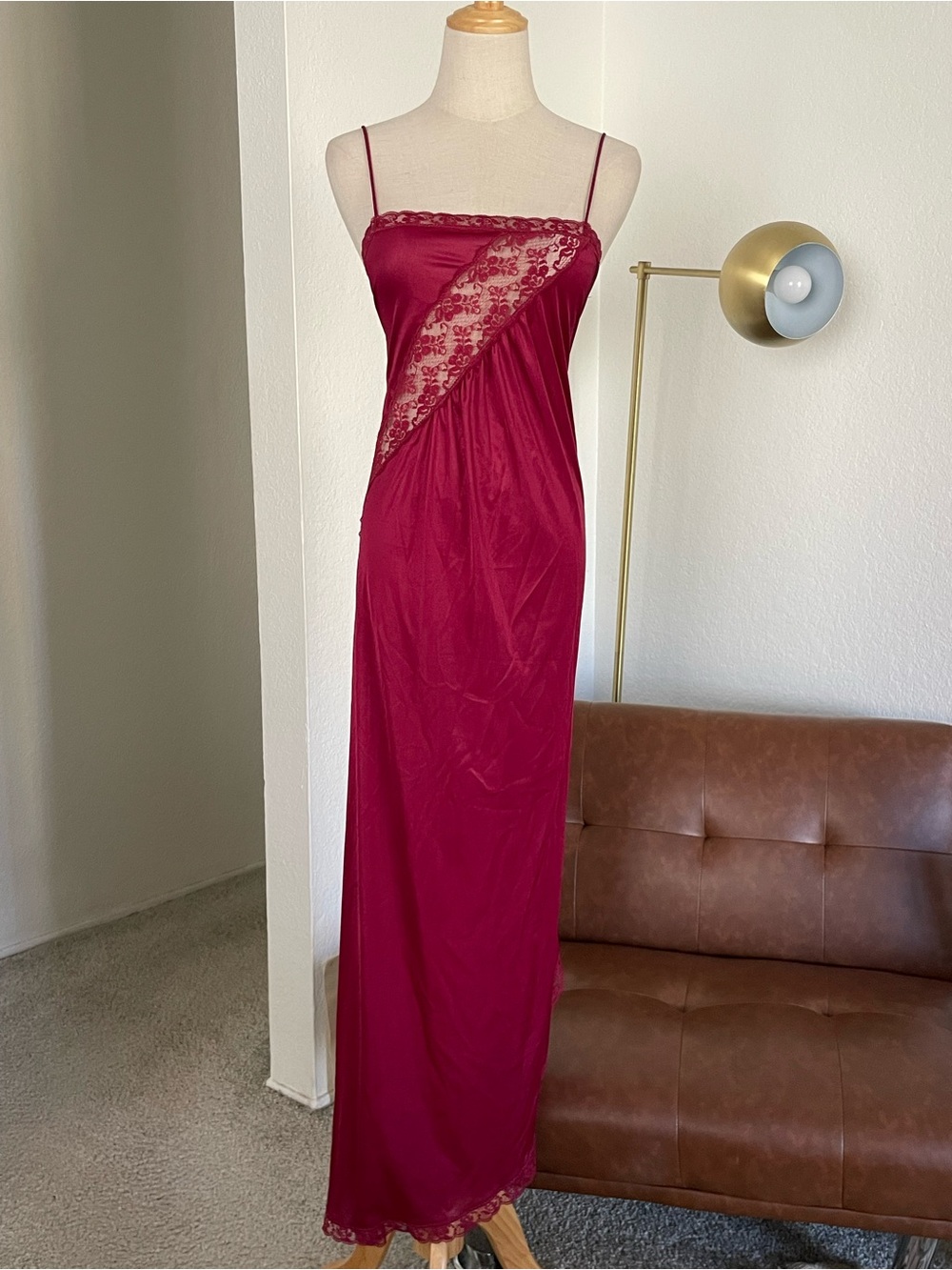 Vintage Romantic Coquette Lace Satin Maxi Asymmetrical Slip